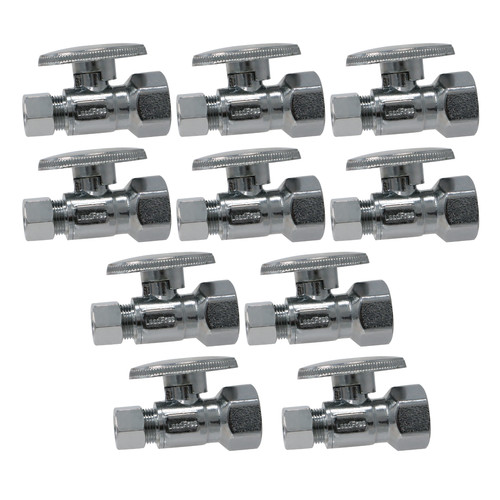 10 Pack XFITTING 3/8" OD Compression 1/2" Female Straight Valve, FIP, Brass