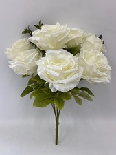 Open Rose Bunch Artificial 7 Large Head – Eternal Blossom Silk Flower