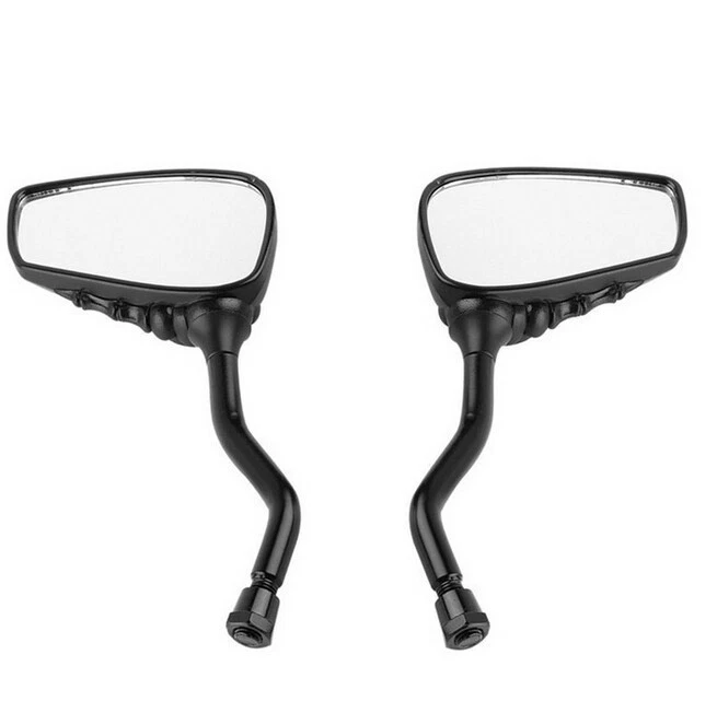 Pair Black 3D Skeleton Skull Hand Claw Motorcycle Rearview Side Mirrors 8mm 10mm Foto 2 de 4