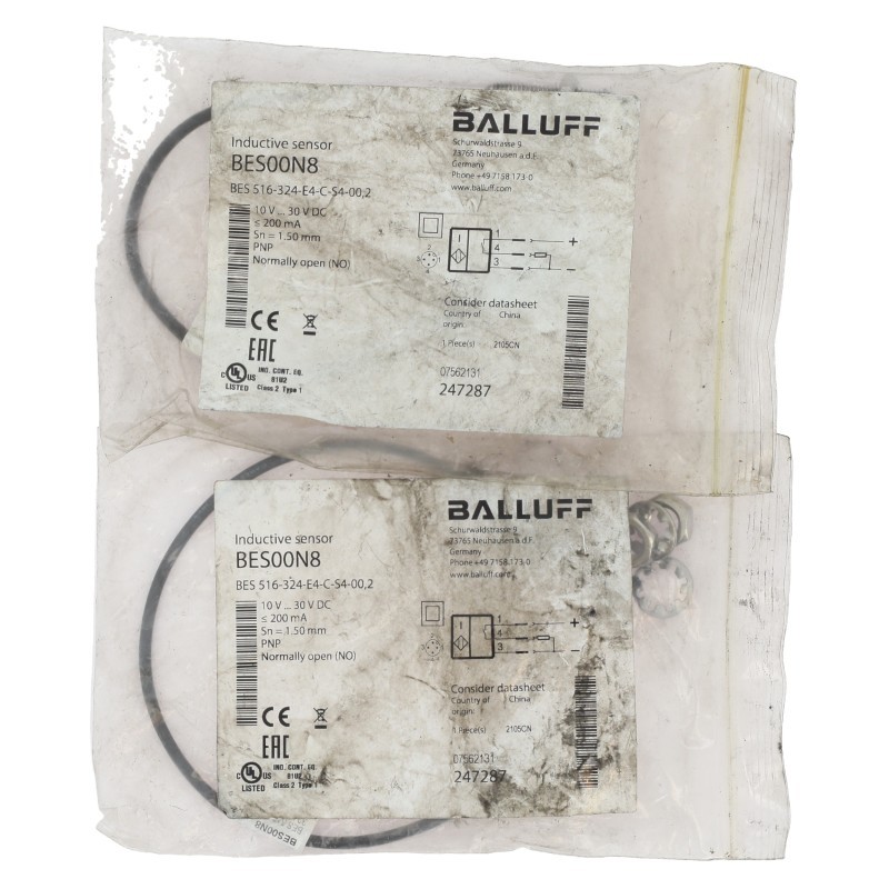 2Pcs Balluff Inductive Sensors BES00N8 10-30V DC 200mA 1.50mm PNP (B793)