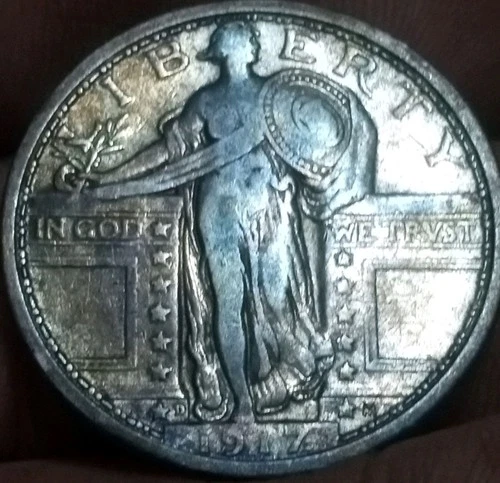 1917-D Type 1 Standing Liberty Quarter Silver 90% Antique Coin XF/AU Some Luster