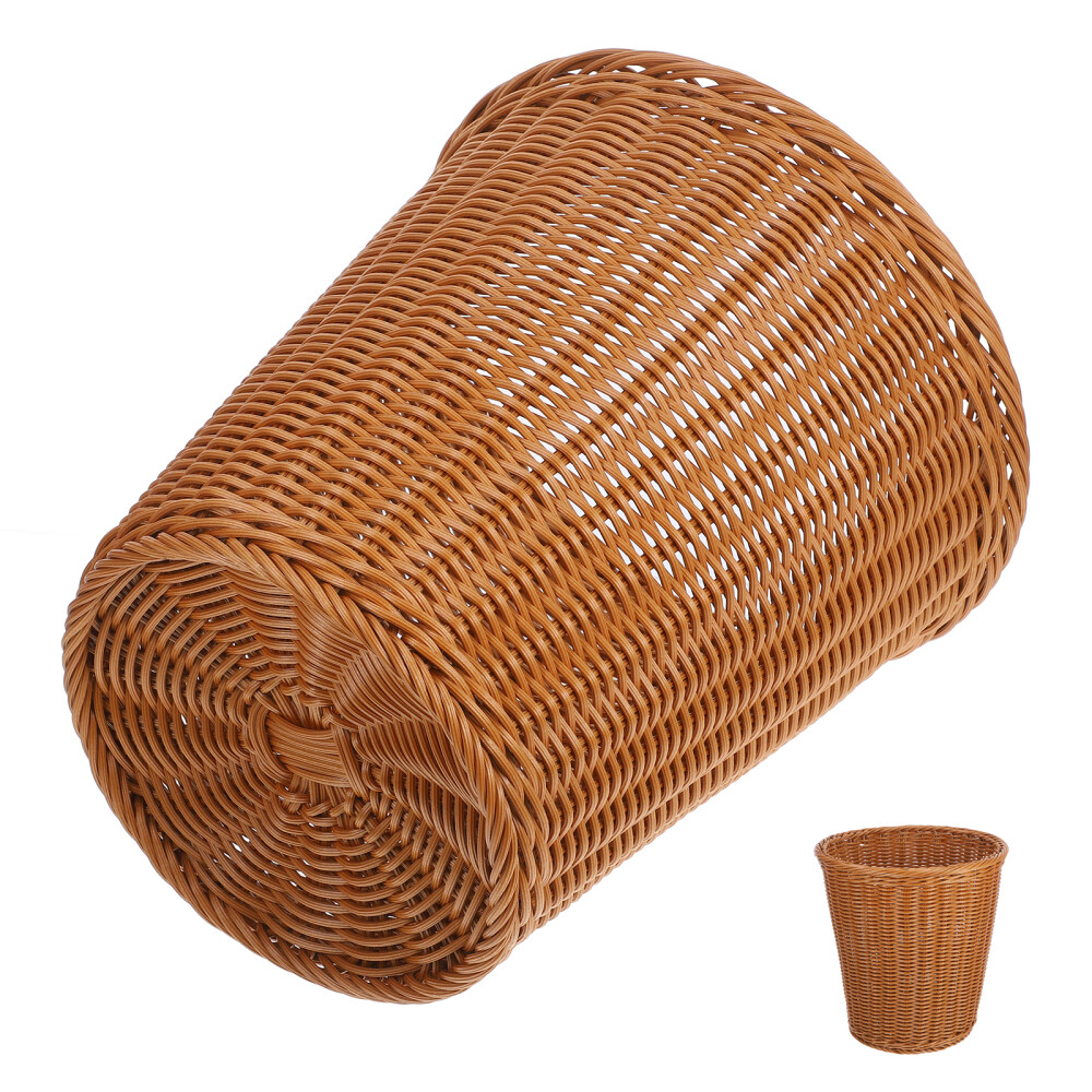 Recycling Bin Bathroom Trash Can Rattan Delicate Details Basket Woven-image