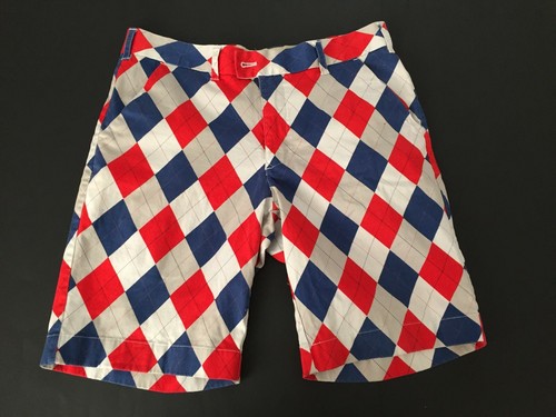 Mens LOUDMOUTH Argyle Golf Shorts Red 