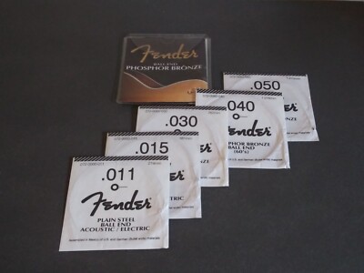 Mixed Lot of 5 Fender Guitar Strings .011 .015 .030 .040 .050 Steel & Bronze
