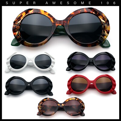 Womens Classy Mod Round Clout Thick Bevel Deco Plastic Retro Sunglasses