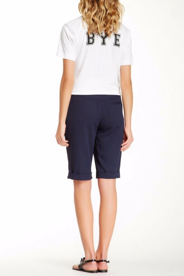 Rebecca Minkoff 女式 Nathan 休闲百慕大短裤海军蓝 6 码 — 第 2/3 张图片