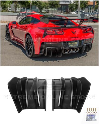 For 14-19 Corvette C7 | Track Style Matte Black Add On Rear Bumper Diffuser