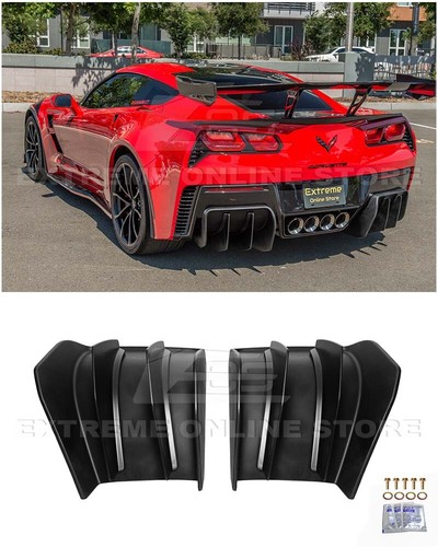 For 14-19 Corvette C7 | Track Style Matte Black Add On Rear Bumper Diffuser - 第 1/12 張圖片