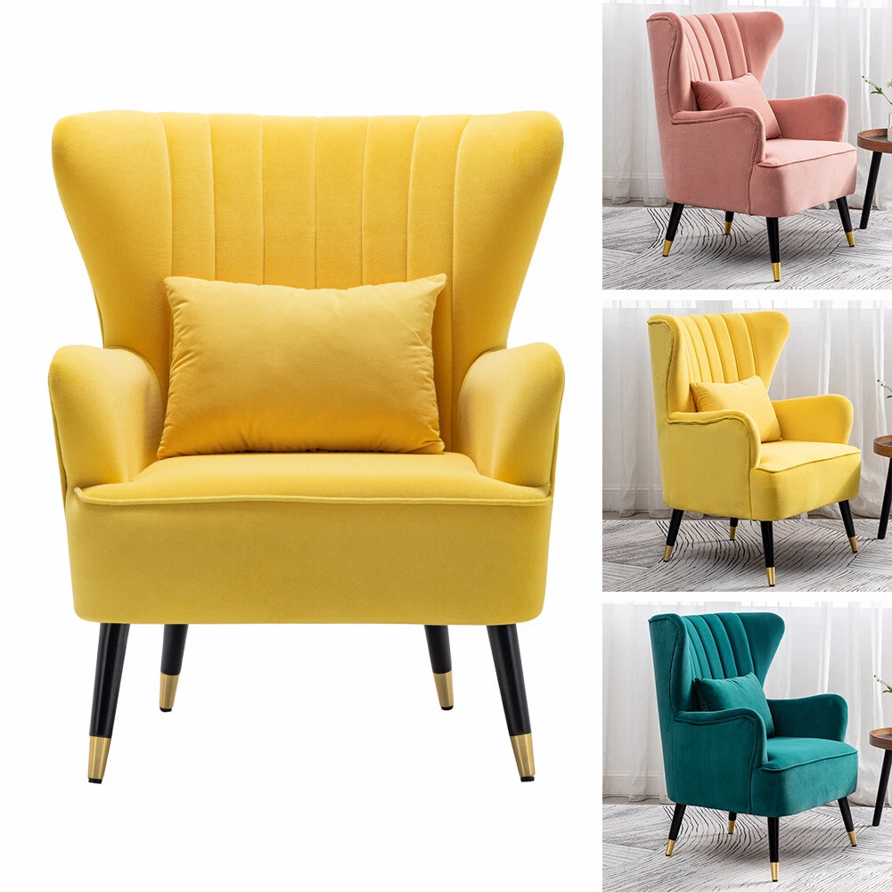 Velvet Accent Chair Scalloped Shell Back Tub Armchair Occasional Pink Blue Green