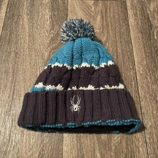 Spyder Icebox Pom Hat Boys Blue/Multi-Color One Size