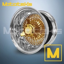 17x9 Luxor Wire Wheels 100 Straight Rev Rim 24k Center Gold Single 1 Pc Set 17x9 Luxor Wire Wheels 100 Straight Rev Rim 24k Center Gold Single 1 Pc Set