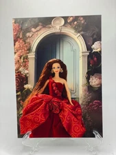 Brand New Radiant Rose Red Hair Barbie Postcard/Art Print