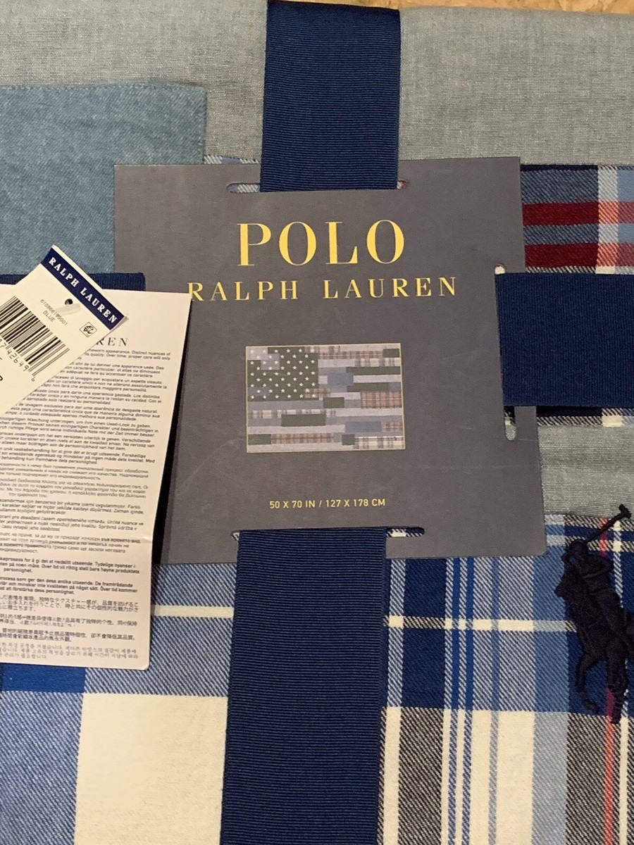 Polo Ralph Lauren USA Flag Patchwork Denim Cotton Throw
