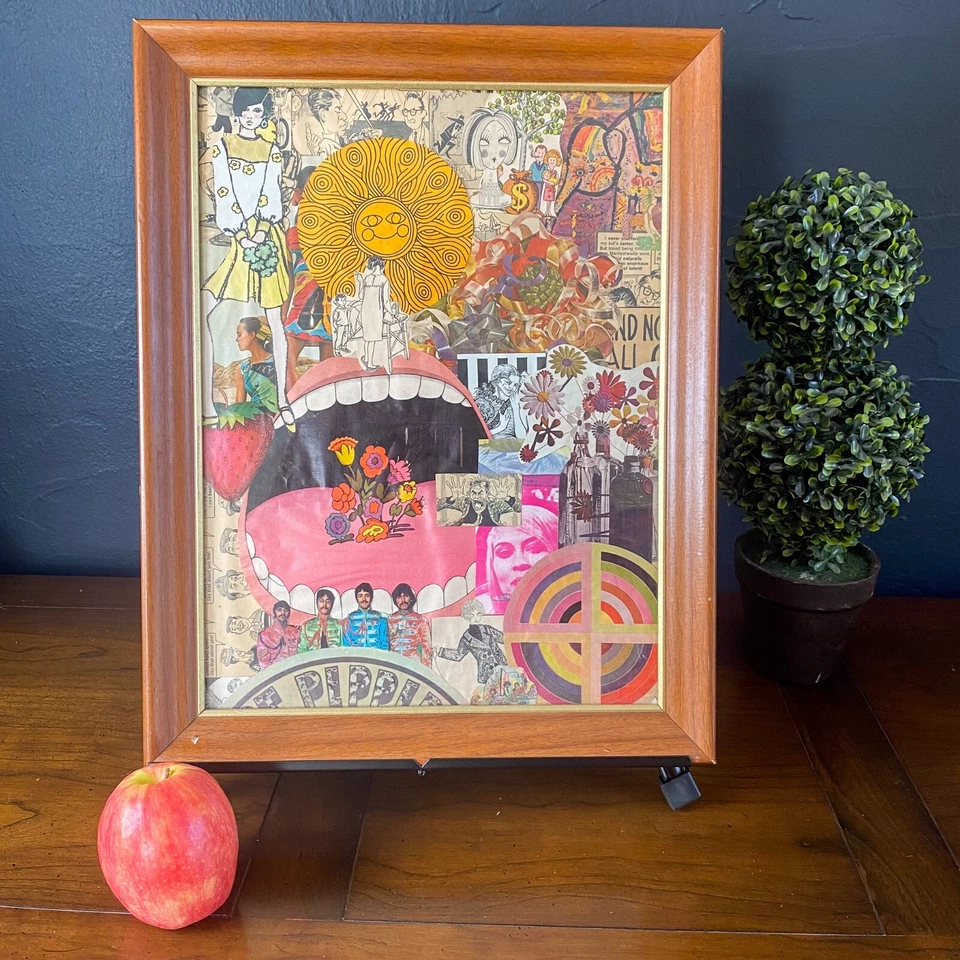 Arte de pared brillante original vintage retro psicodélico POP ART collage años 60 BEATLES Foto 2 de 4