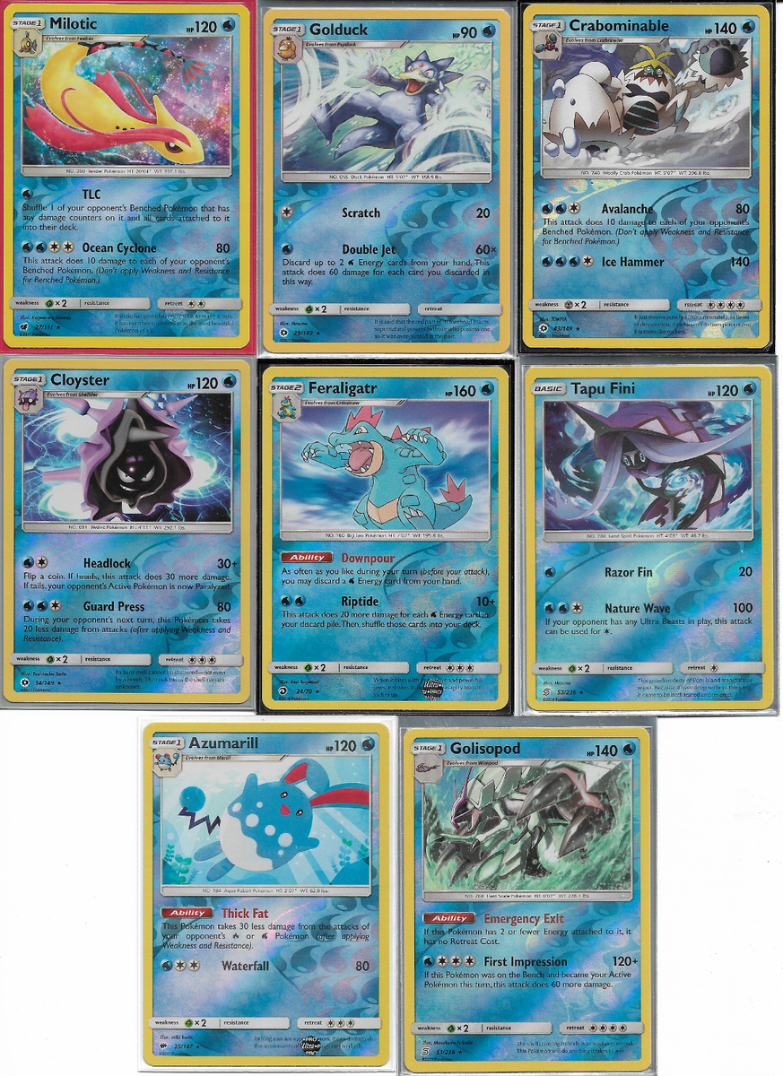 POKEMON 8 CARD REVERSE HOLO WATER LOT WITH MILOTIC | eBay