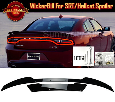 Fit 15-23 Dodge Charger SRT Hellcat 2 Pc Shadow Decklid Spoiler Flap Wicker bill