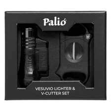 Palio Gift Set: Vesuvio Black Lighter & Palio Black V-Cutter