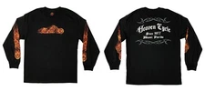 Hot Leathers Flaming Motorcycle Sleeve Flames L/S Biker Tee Mens Large TShirt