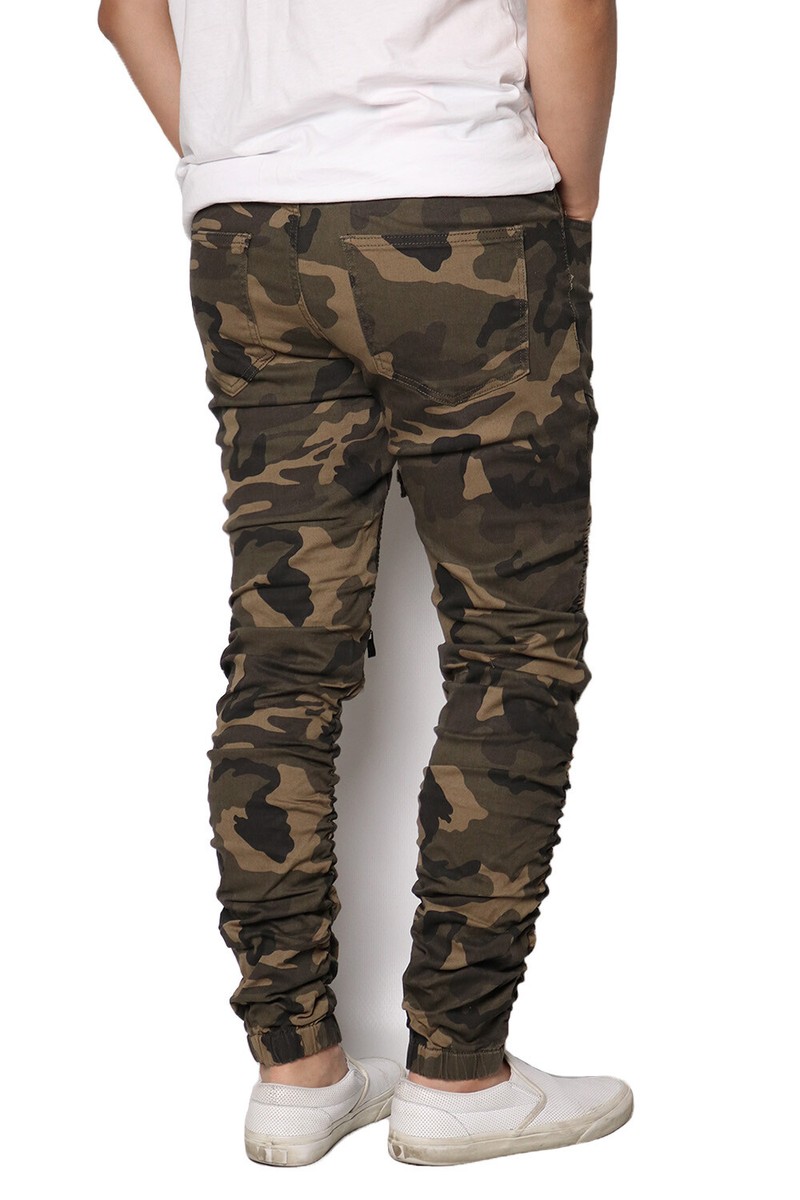 Men's Stretch Twill Stacked Jogger Zipper Knee Biker Jogger