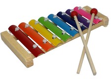 Xylophon bunt f&uuml;r Kinder aus Holz & Metall mit 8 T&ouml;ne Metallophon Musik NEU