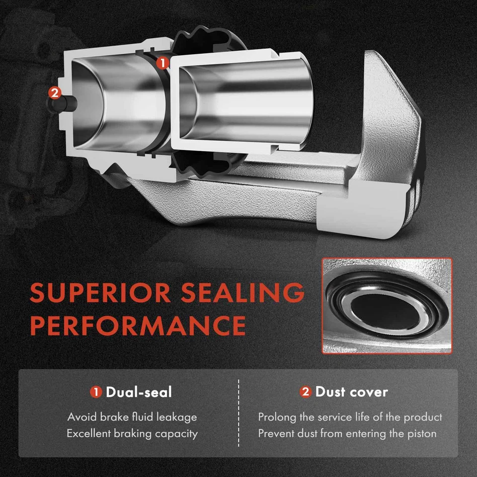 一对前盘式制动卡钳带铝活塞适用于雷克萨斯 LS460 07-17 LS600h — 第 4/4 张图片