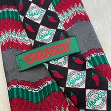 Tabasco Men’s Necktie 100% Silk Made in USA Novelty Graphic Tie Collectible