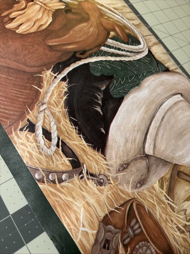 Western Wallpaper Border Cowboy Hat Saddle Belt Boots HorseShoes Wagon Wheel X2 - Picture 5 of 9