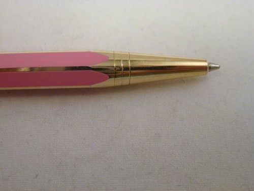 PINK PEN ENAMEL BRASS goldtone ? Gorgeous works ! RUBY STONE - Picture 7 of 8