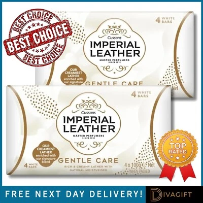IMPERIAL LEATHER GENTLE CARE WHITE BAR SOAP BARS PACK OF 4 ROSE PETAL SCENT NEW