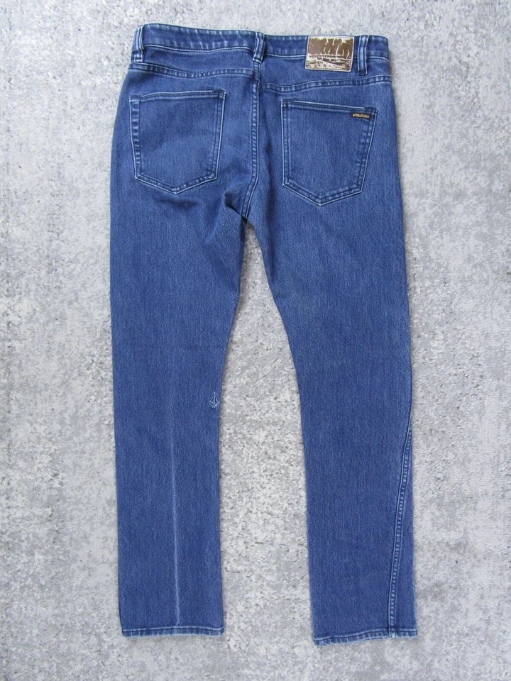 Volcom Jeans Mens 32x29 Vorta Slim Straight Blue Denim Pants Skater Grunge Y2K - Image 2 of 4