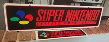 Super Nintendo Logo Aluminum Sign 6" x 24"  with free decal.