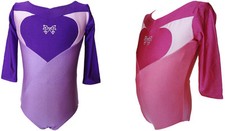 TALENT TALE  GIRLS DANCE/ GYMNASTIC 3/4 Sleeve Heart Leotard with Rhinestone
