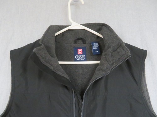 Chaps Mens Vest Large Black Lined Pockets - Picture 7 of 7
