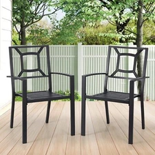 Outdoor Patio Dining Chairs, Arm Chairs with Heavy-Duty Metal Frame Set of 2/4/6