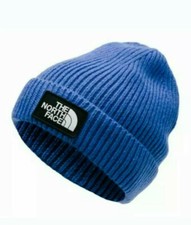 THE NORTH FACE TNF LOGO BOX CUFFED BEANIE YOUTH / JUNIOR BLUE ONE SIZE