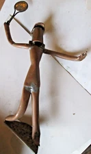 VINTAGE HAND MADE AMERICAN FOLK ART TENNIS PLAYER, COPPER & BRASS, USED