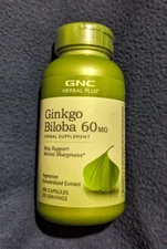 GNC Herbal Plus Ginkgo Biloba 60MG 100 Capsules BB 11/25