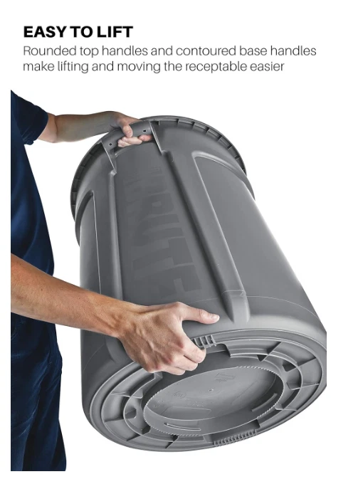 Bote de basura/basura redondo de alta resistencia Rubbermaid Commercial Products BRUTE,...  Foto 4 de 4