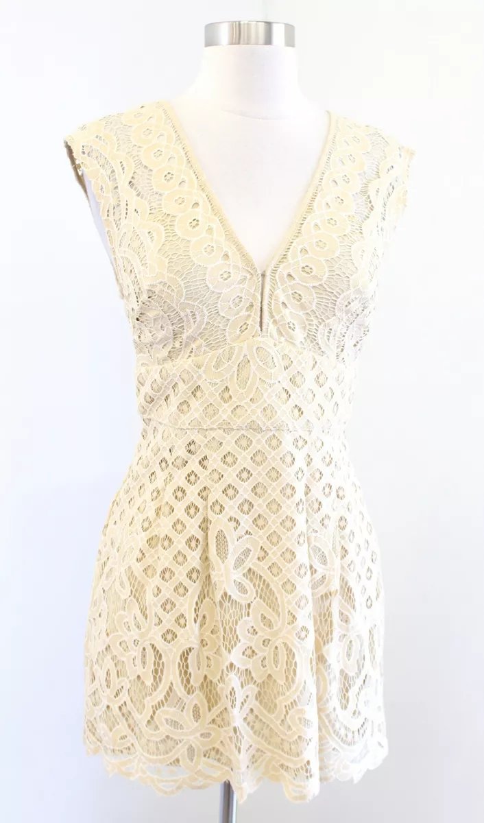 Cream lace mini dress cheap