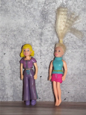 Vintage Mattel Polly Pocket Fashion Dolls Rooted Molded Hair  B18