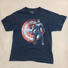 Camiseta Capitán América Para Hombre Grande Azul Marvel Soldado de Invierno Algodón Gráfico