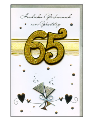 65. Geburtstag Geburtstagskarte Grußkarte Glückwunschkarte Birthday Handmade