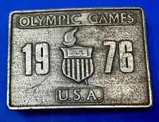 1976 Olympic Games USA Vintage Bergamot Brass Works Rectangle Belt Buckle 