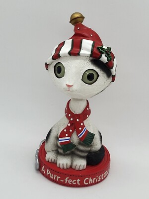 Vintage Twisted Whiskers Cat A Purr-fect Christmas Bobble Head 6''