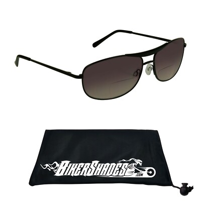 Aviator Bifocal Reader Sunglasses Reading Men Women Smoke Brown Metal Cheaters
