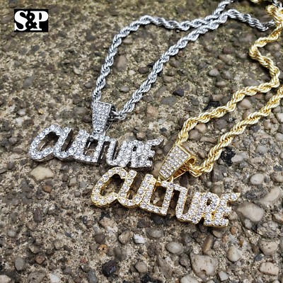 BLINGFACTORY Hip Hop Iced Lab Diamond Allah Muslim Pendant & 4mm 24 Rope Chain Necklace