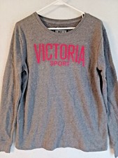 VICTORIA SECRET SPORT Top GRAY GREY RED FLEECE PULLOVER SWEATSHIRT S L NEW Gift