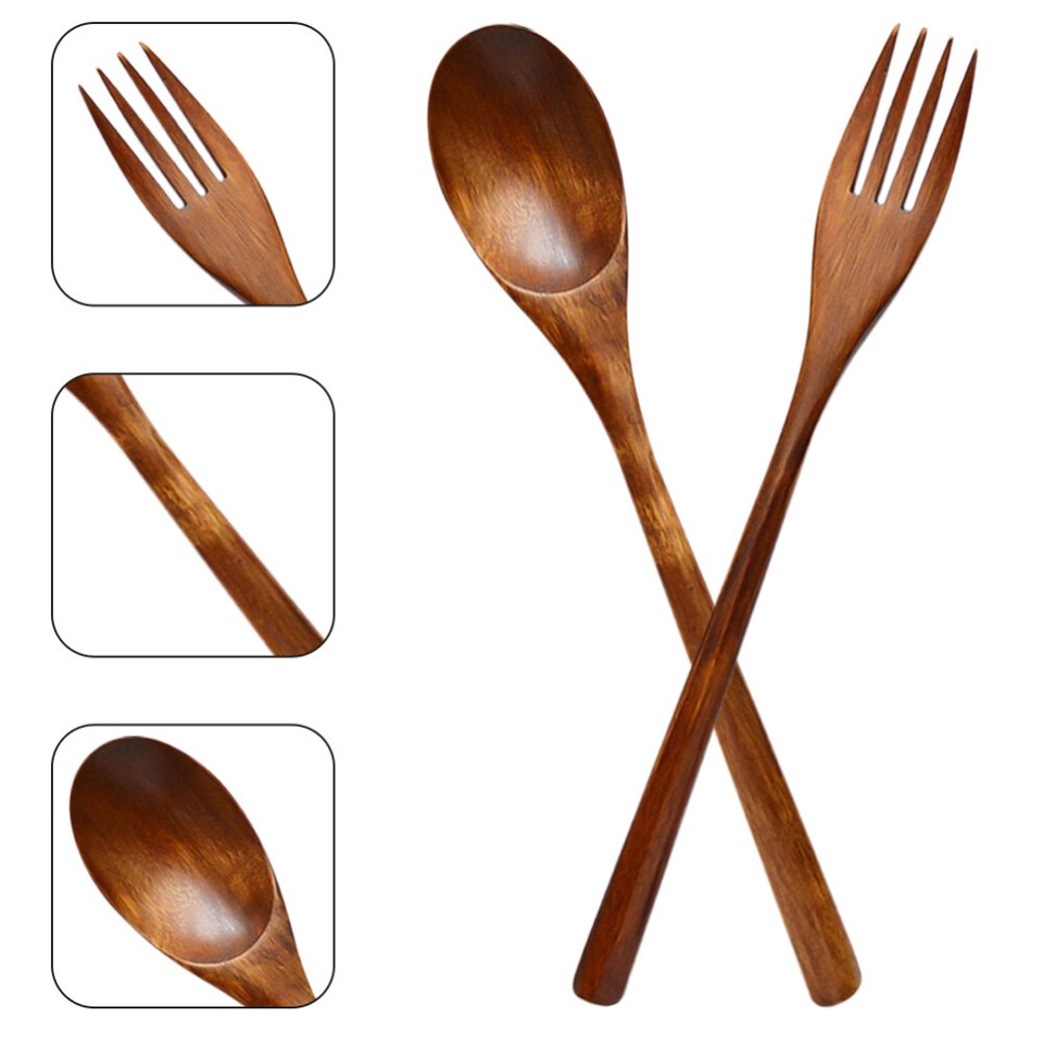 Salad Serving Utensil Wooden Fork and Spoon Restaurant Utensils Server
