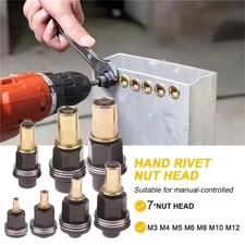 7pcs Manual Rivet Nut Tool Kit M3-M12 Carbon Steel Nutsert Set for Drill Wrench