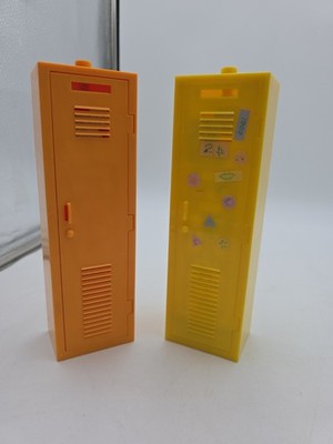 2 Barbie Secret Messages Doll Lockers 1999 Mattel Yellow Orange School Y2K 